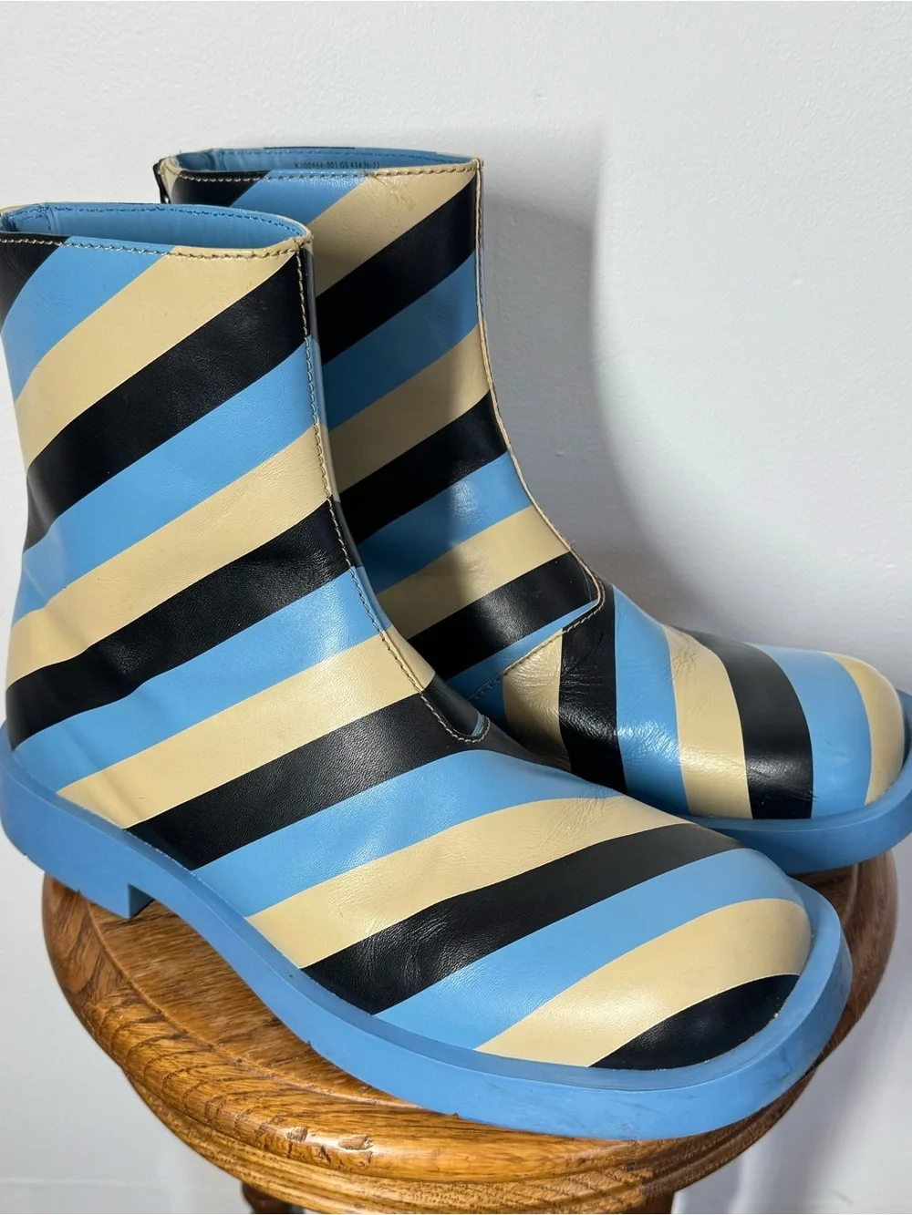 Camper MIL 1978 Zip Ankle Boots Blue Tan Black Stripe Leather Men’s 43/ US 9.5
